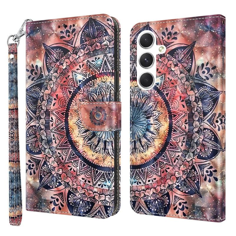 Læder Cover Samsung Galaxy A16 5g Telefon Etui Farverig Mandala Med Rem