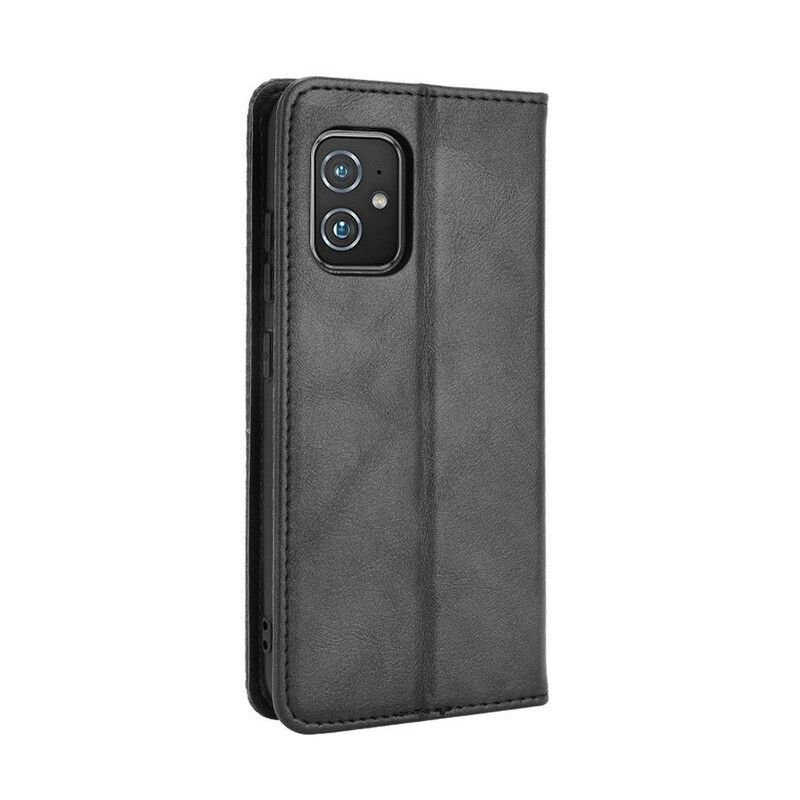 Cover Asus Zenfone 8 Flip Cover Vintage Stiliseret Lædereffekt