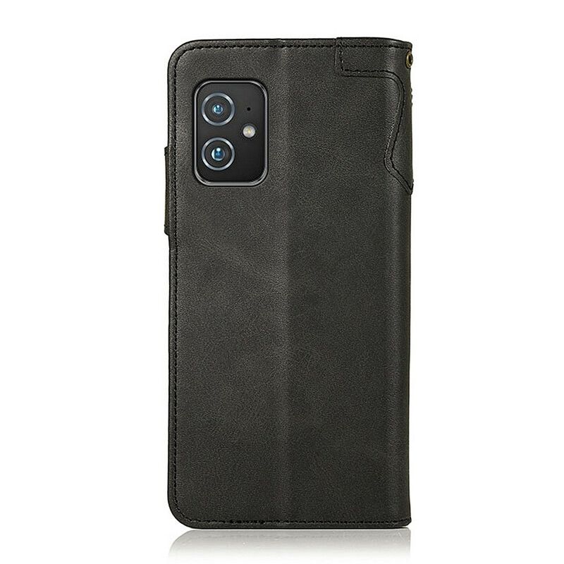 Flip Cover Asus Zenfone 8 Imiteret Læderknap Khazneh