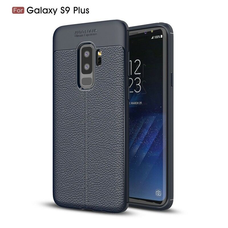 Cover Samsung Galaxy S9 Plus Dobbelt Linje Litchi Lædereffekt