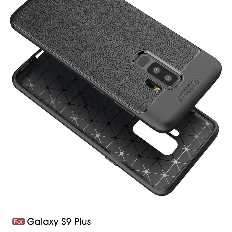 Cover Samsung Galaxy S9 Plus Dobbelt Linje Litchi Lædereffekt