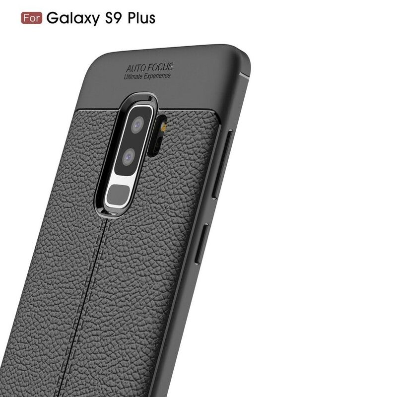 Cover Samsung Galaxy S9 Plus Dobbelt Linje Litchi Lædereffekt