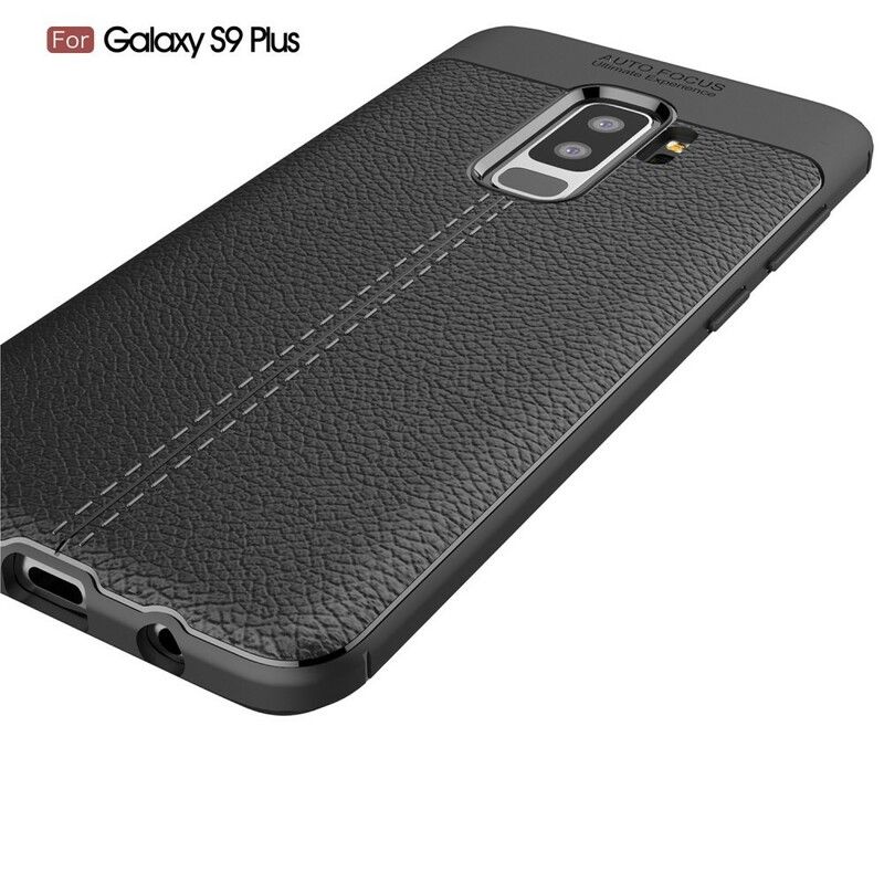 Cover Samsung Galaxy S9 Plus Dobbelt Linje Litchi Lædereffekt