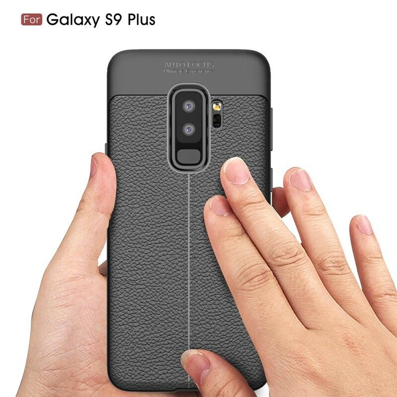 Cover Samsung Galaxy S9 Plus Dobbelt Linje Litchi Lædereffekt