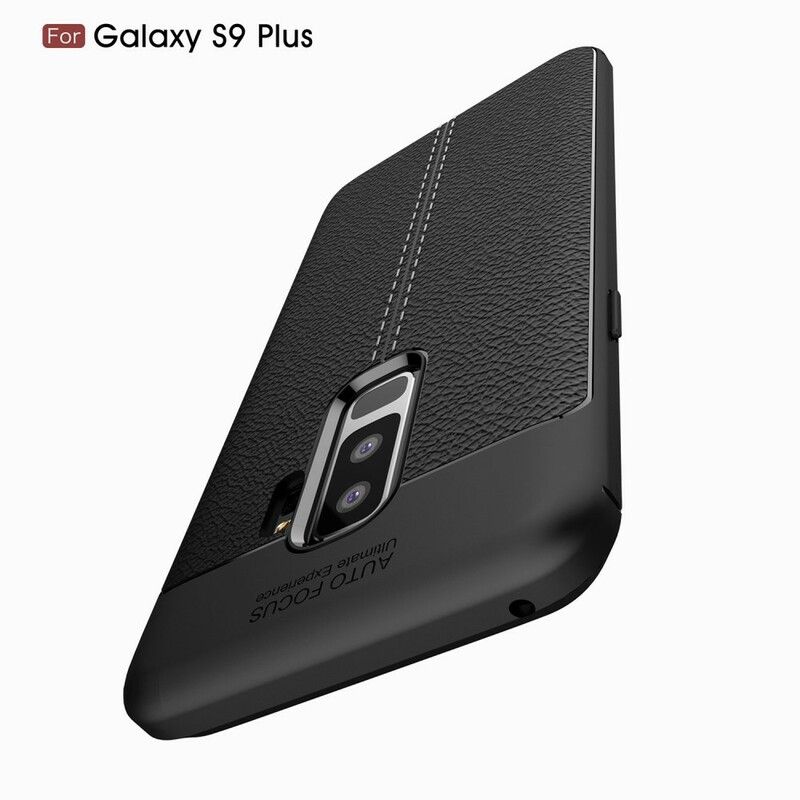 Cover Samsung Galaxy S9 Plus Dobbelt Linje Litchi Lædereffekt