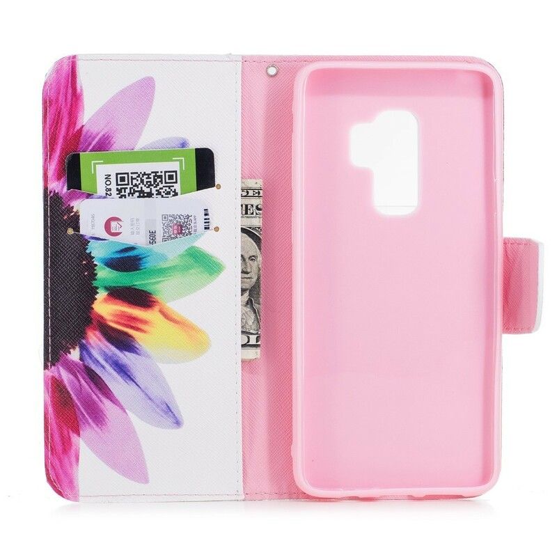 Flip Cover Samsung Galaxy S9 Plus Akvarelblomst