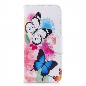 Flip Cover Samsung Galaxy S9 Plus Malede Sommerfugle Og Blomster