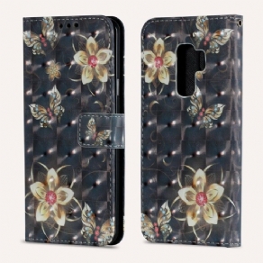 Flip Cover Samsung Galaxy S9 Plus Retro Farverige Blomster