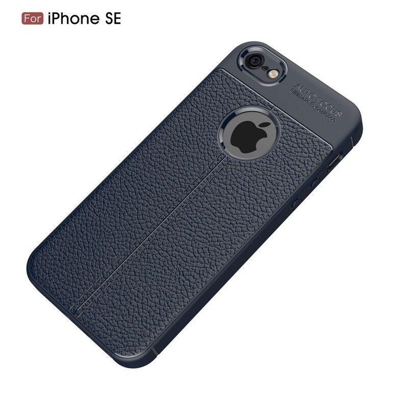 Mobilcover iPhone SE / 5 / 5S Dobbelt Linje Litchi Lædereffekt