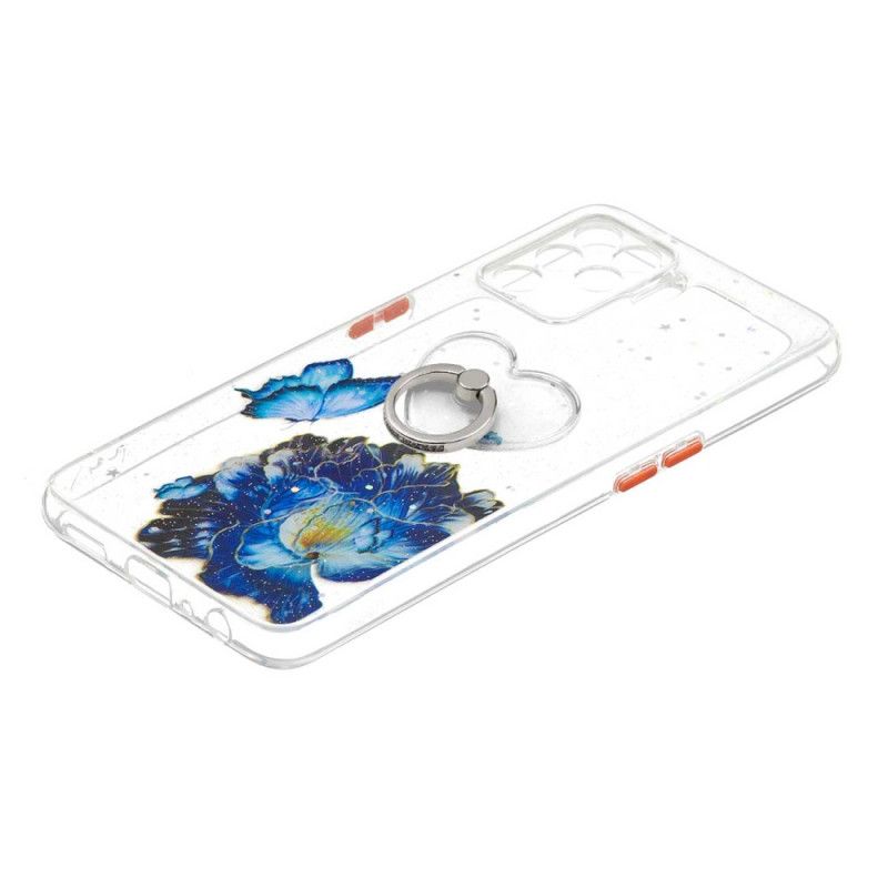 Cover Oppo A94 5G Blå Blomst Sommerfugl Med Ring