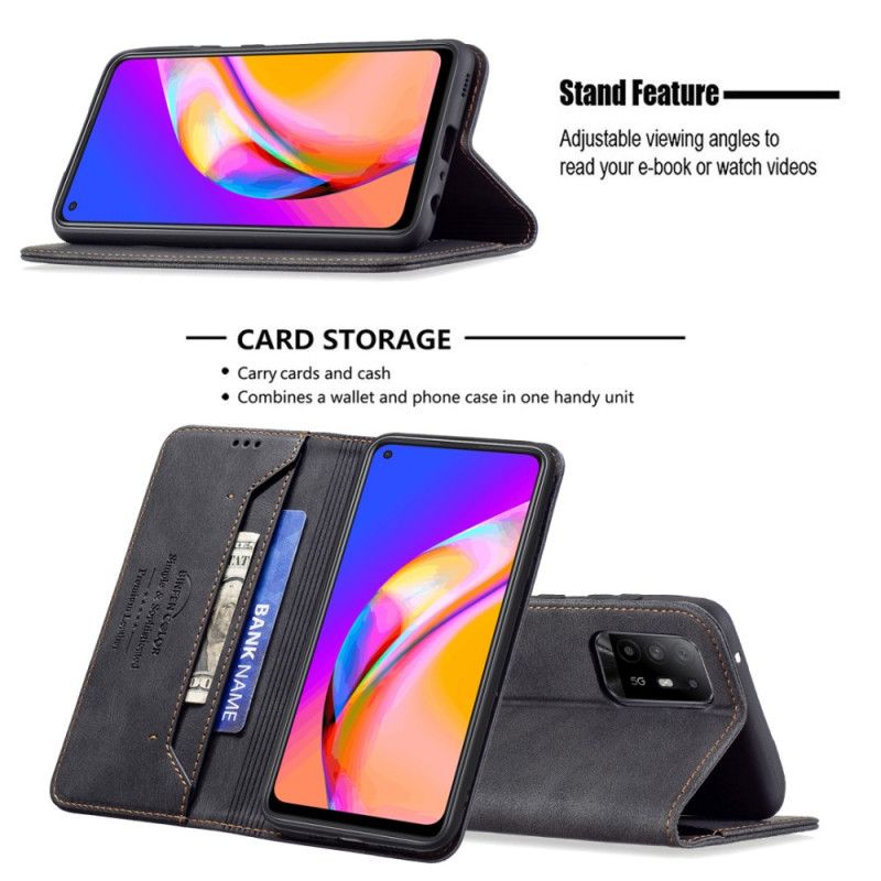 Cover Oppo A94 5G Flip Cover Imiteret Læder