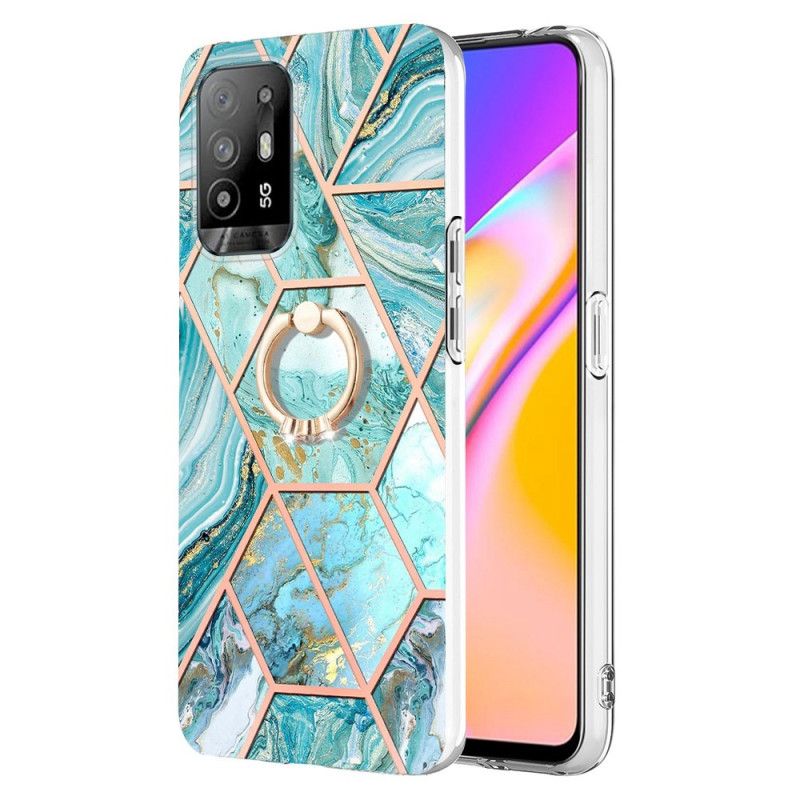 Cover Oppo A94 5G Geometrisk Marmor Med Ring