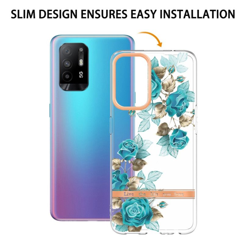 Cover Oppo A94 5G Transparente Blå Blomster