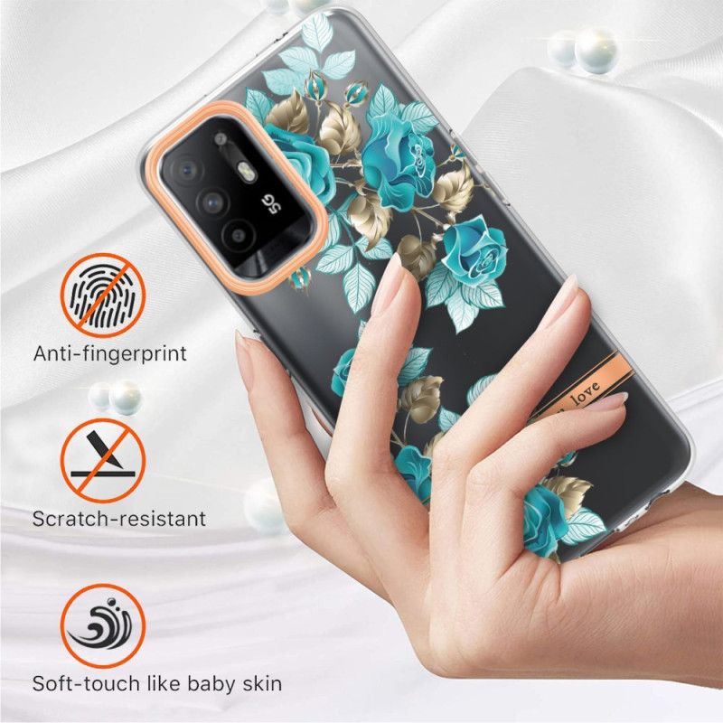 Cover Oppo A94 5G Transparente Blå Blomster