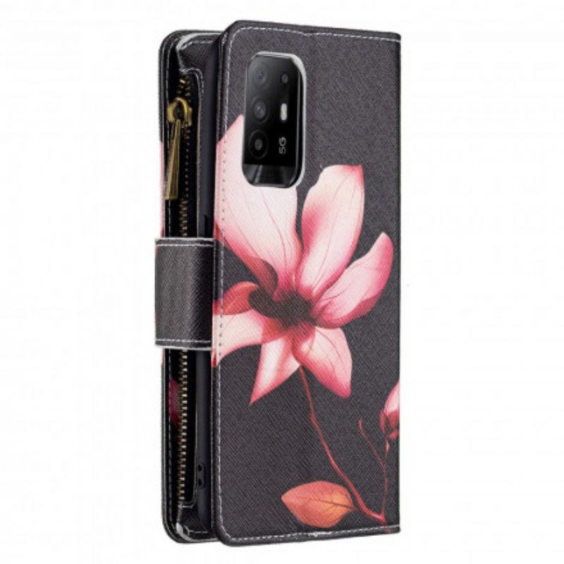 Flip Cover Oppo A94 5G Blomsterlomme Med Lynlås