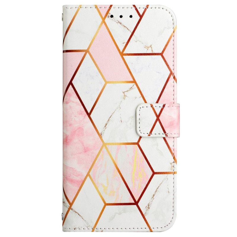 Flip Cover Oppo A94 5G Geometrisk Marmor Med Rem