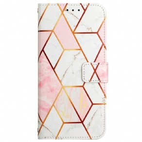 Flip Cover Oppo A94 5G Geometrisk Marmor Med Rem