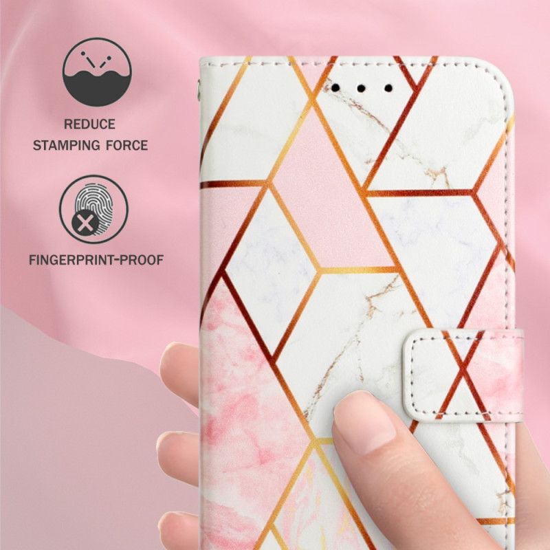 Flip Cover Oppo A94 5G Geometrisk Marmor Med Rem