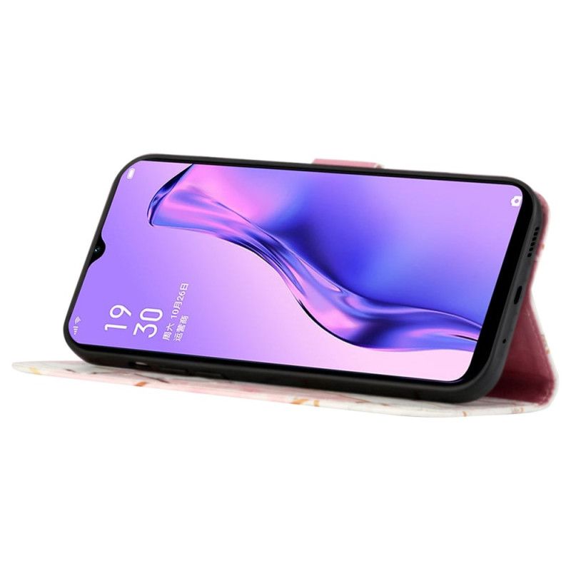 Flip Cover Oppo A94 5G Geometrisk Marmor Med Rem