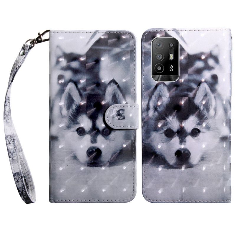 Flip Cover Oppo A94 5G Huskyhund Med Snor