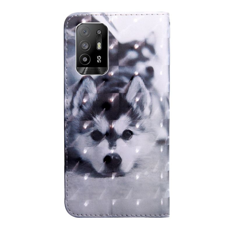 Flip Cover Oppo A94 5G Huskyhund Med Snor