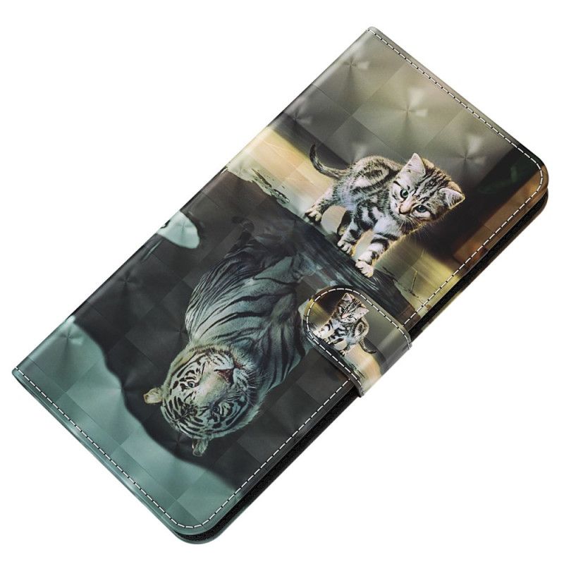 Flip Cover Oppo A94 5G Kat Og Tiger Med Snor