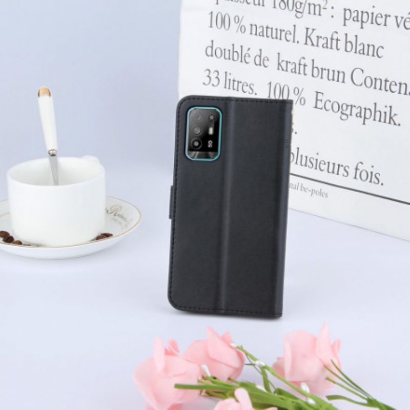 Flip Cover Oppo A94 5G Med Snor Geo Imiteret Læderrem