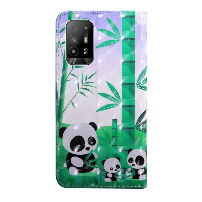 Flip Cover Oppo A94 5G Panda Med Snor