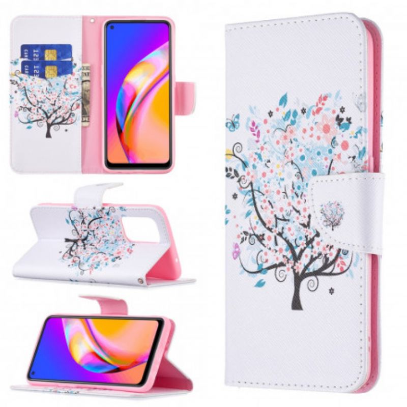 Læder Cover Oppo A94 5G Blomstret Træ