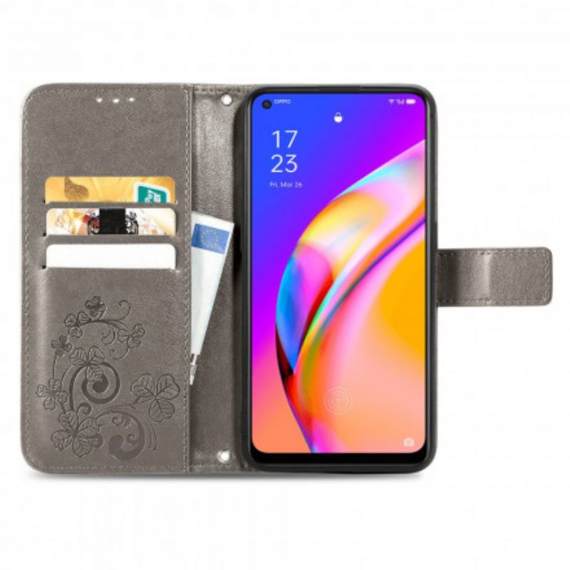 Læder Cover Oppo A94 5G Firkløver