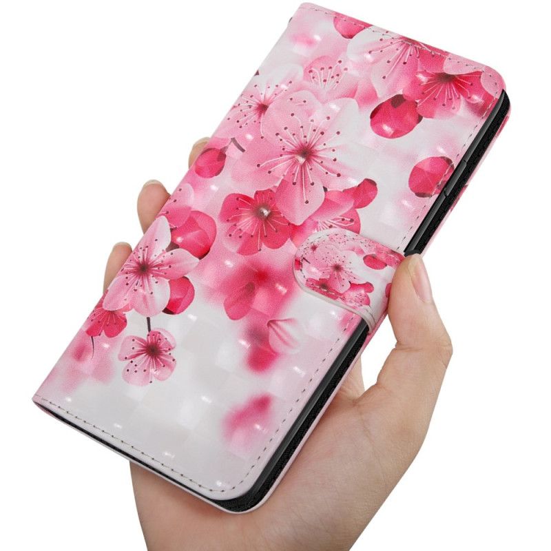 Læder Cover Oppo A94 5G Pink Blomster Med Snor