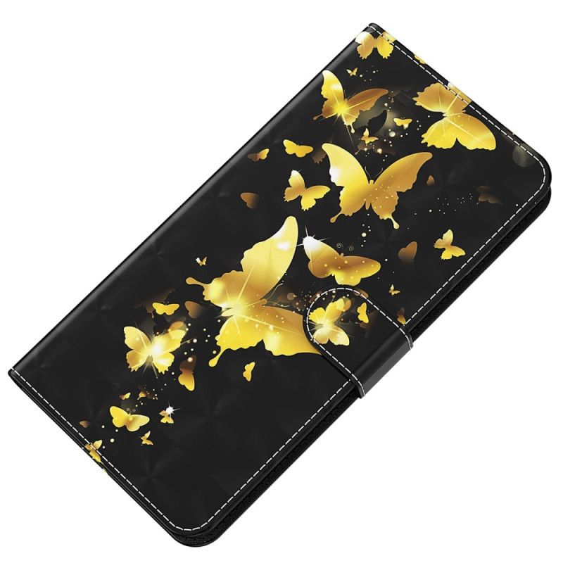 Læder Cover Oppo A94 5G Sommerfugl Med Snor