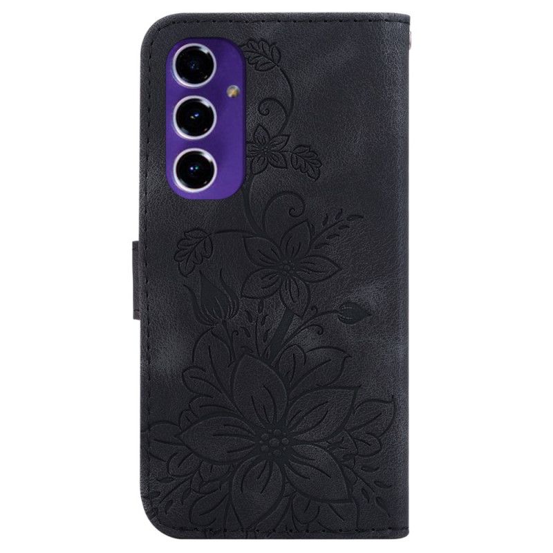 Flip Cover Samsung Galaxy S24 Fe Blomstret Ruskindseffekt