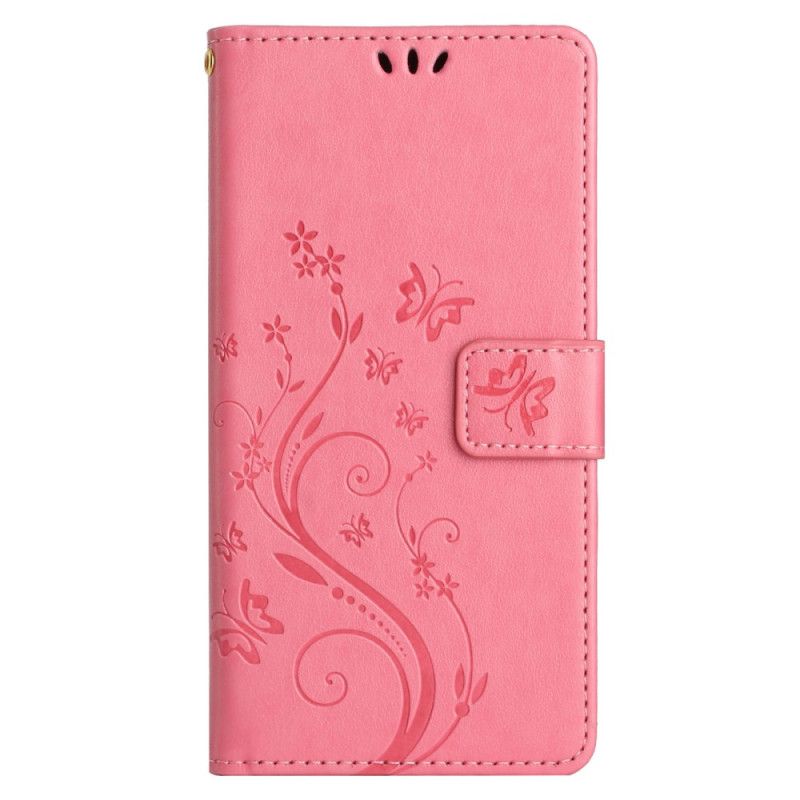 Flip Cover Samsung Galaxy S24 Fe Sommerfugle Og Blomstermønster