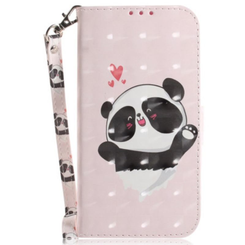 Flip Cover Til Samsung Galaxy S24 Fe Panda Love Med Rem