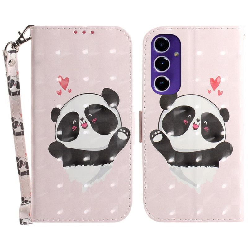 Flip Cover Til Samsung Galaxy S24 Fe Panda Love Med Rem