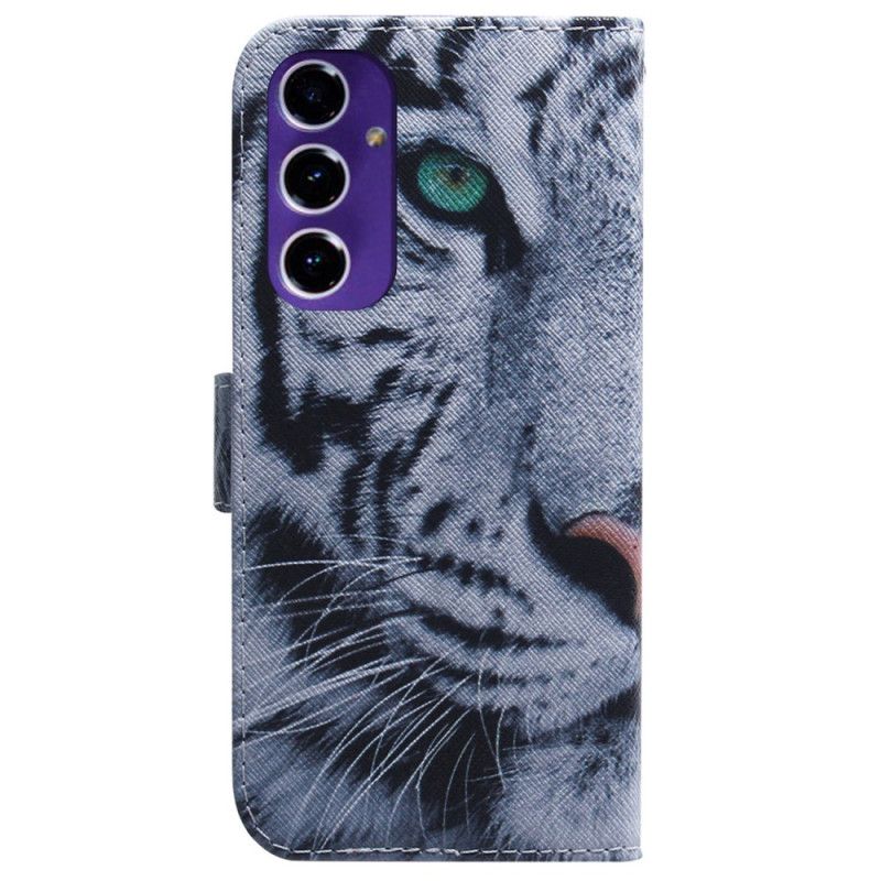 Læder Cover Samsung Galaxy S24 Fe Hvid Tiger