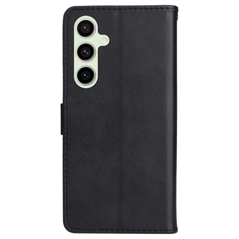 Læder Cover Samsung Galaxy S24 Fe Telefon Etui Dobbelt Kortholder