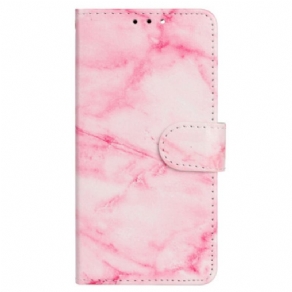 Læder Cover Samsung Galaxy S24 Fe Telefon Etui Pink Marmor