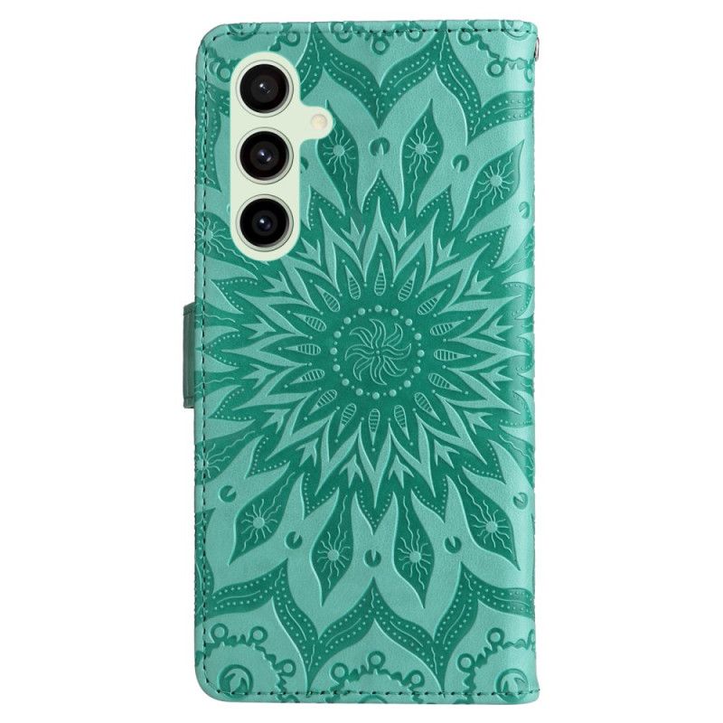 Læder Cover Samsung Galaxy S24 Fe Telefon Etui Solsikkerem Design