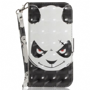 Læder Cover Samsung Galaxy S24 Fe Telefon Etui Vred Panda Med Rem