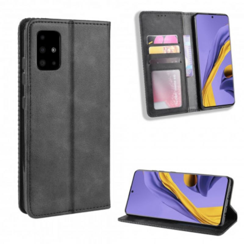 Cover Samsung Galaxy A71 5G Flip Cover Vintage Stiliseret Lædereffekt