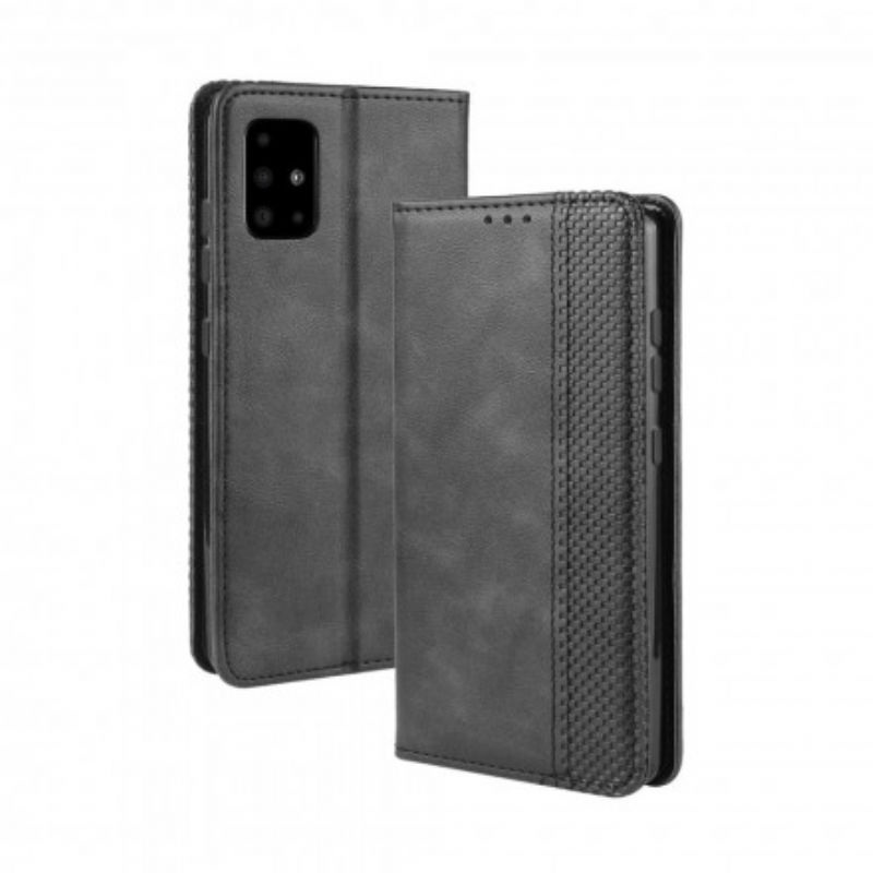 Cover Samsung Galaxy A71 5G Flip Cover Vintage Stiliseret Lædereffekt