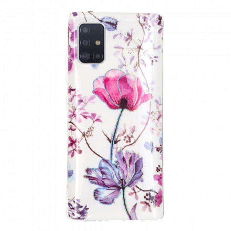 Cover Samsung Galaxy A71 5G Marmorerede Blomster