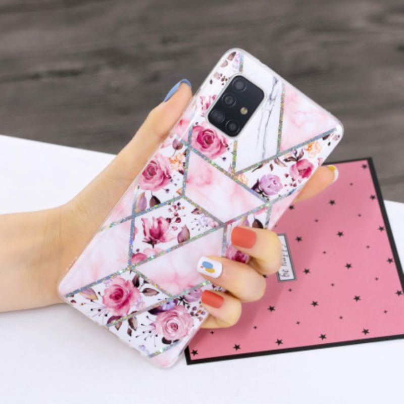 Cover Samsung Galaxy A71 5G Marmorerede Blomster