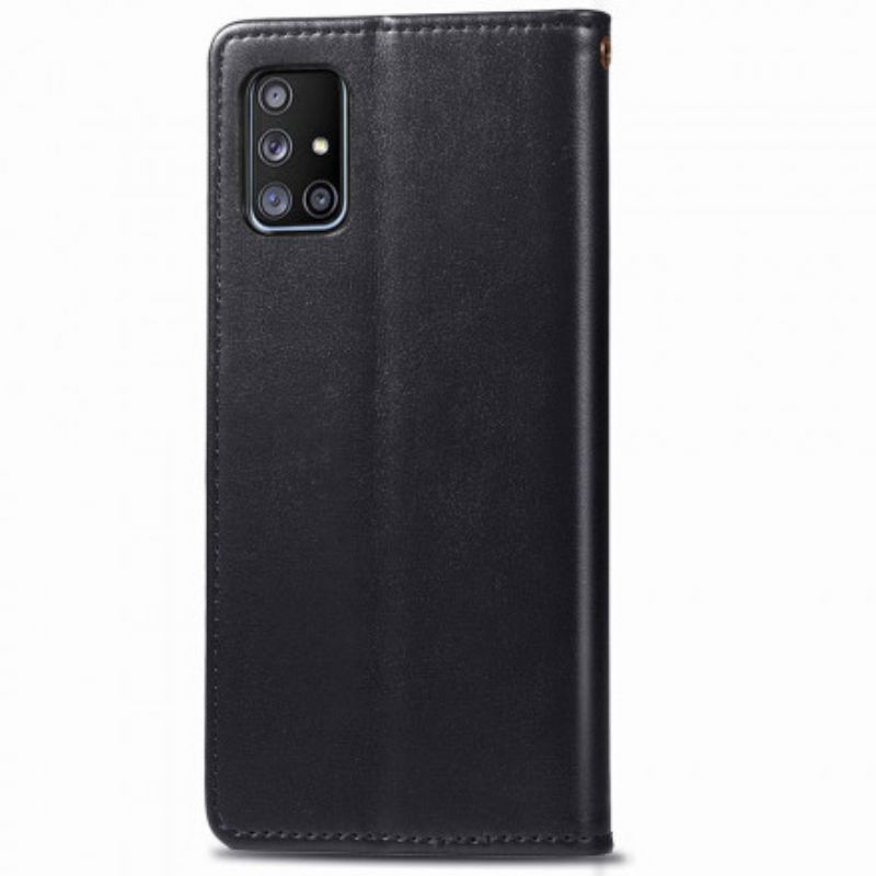 Flip Cover Samsung Galaxy A71 5G Imiteret Læder Og Vintage Lås