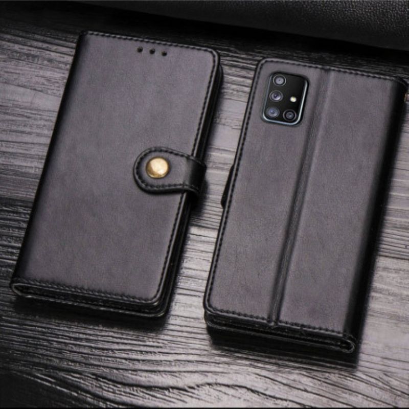 Flip Cover Samsung Galaxy A71 5G Imiteret Læder Og Vintage Lås