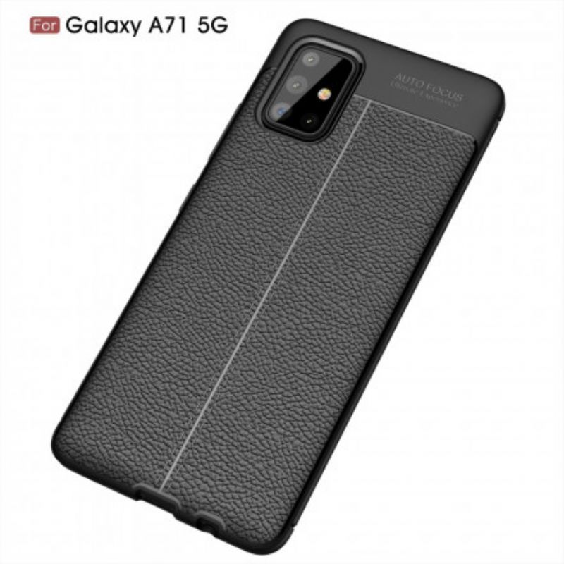 Mobilcover Samsung Galaxy A71 5G Dobbelt Linje Litchi Lædereffekt