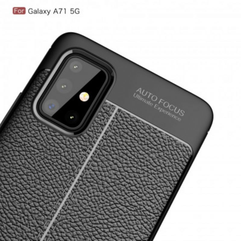 Mobilcover Samsung Galaxy A71 5G Dobbelt Linje Litchi Lædereffekt