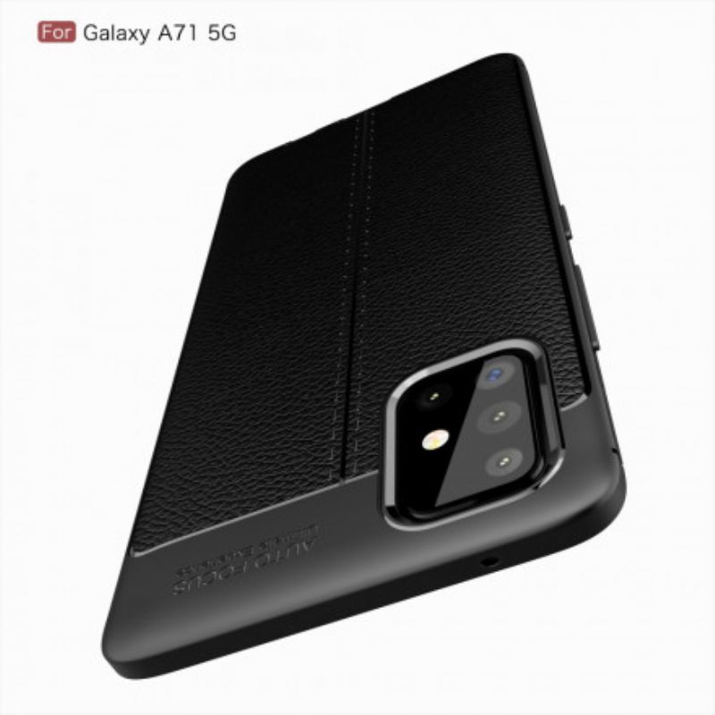 Mobilcover Samsung Galaxy A71 5G Dobbelt Linje Litchi Lædereffekt